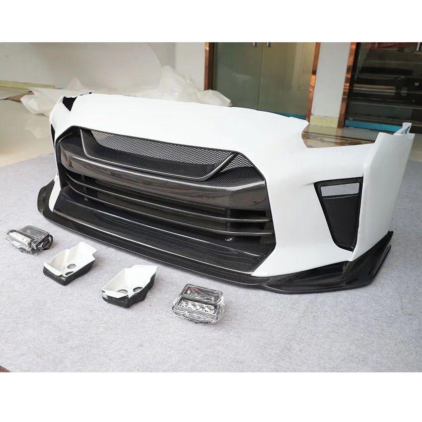 Top Secret Style Half Carbon Fiber Car Body Kit Car Bumpers Front Bumper For  GTR R35 2008-2019 Car Parts